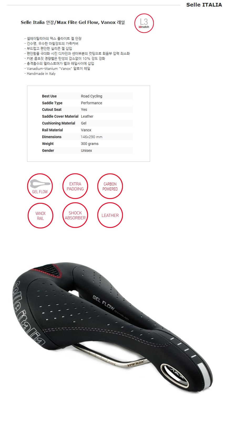 Selle Italia Size Chart